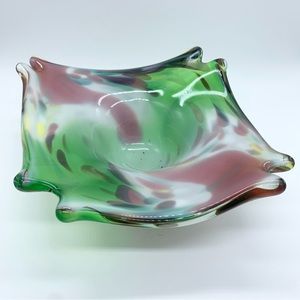 Vintage Watermelon Art Glass Ashtray Bowl